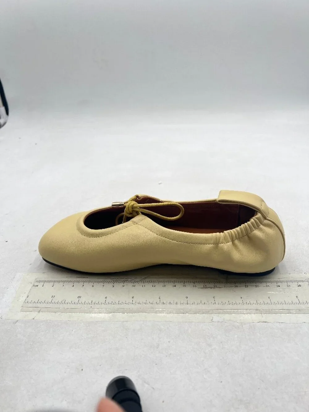 Yellow Lace Up Square Toe Ballet Flats for Women Cute Bow Slip On Flat Ballerina